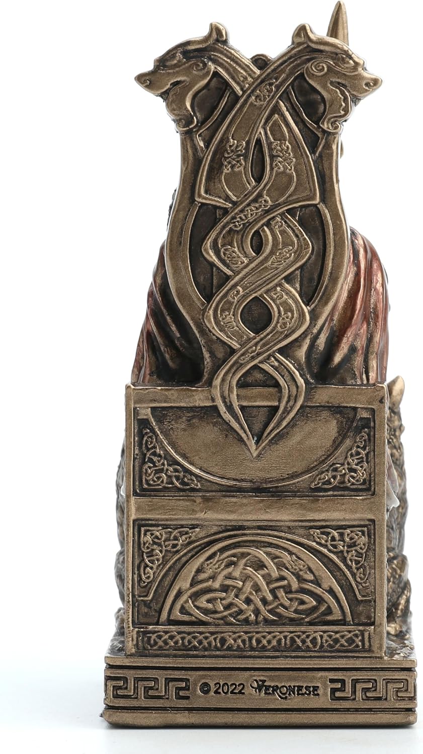 Veronese Design 3 1/2 Inches Norse God All Father Odin Sitting on Throne Miniature Resin Figurine Handpainted Bronze Finish, WU78058AP