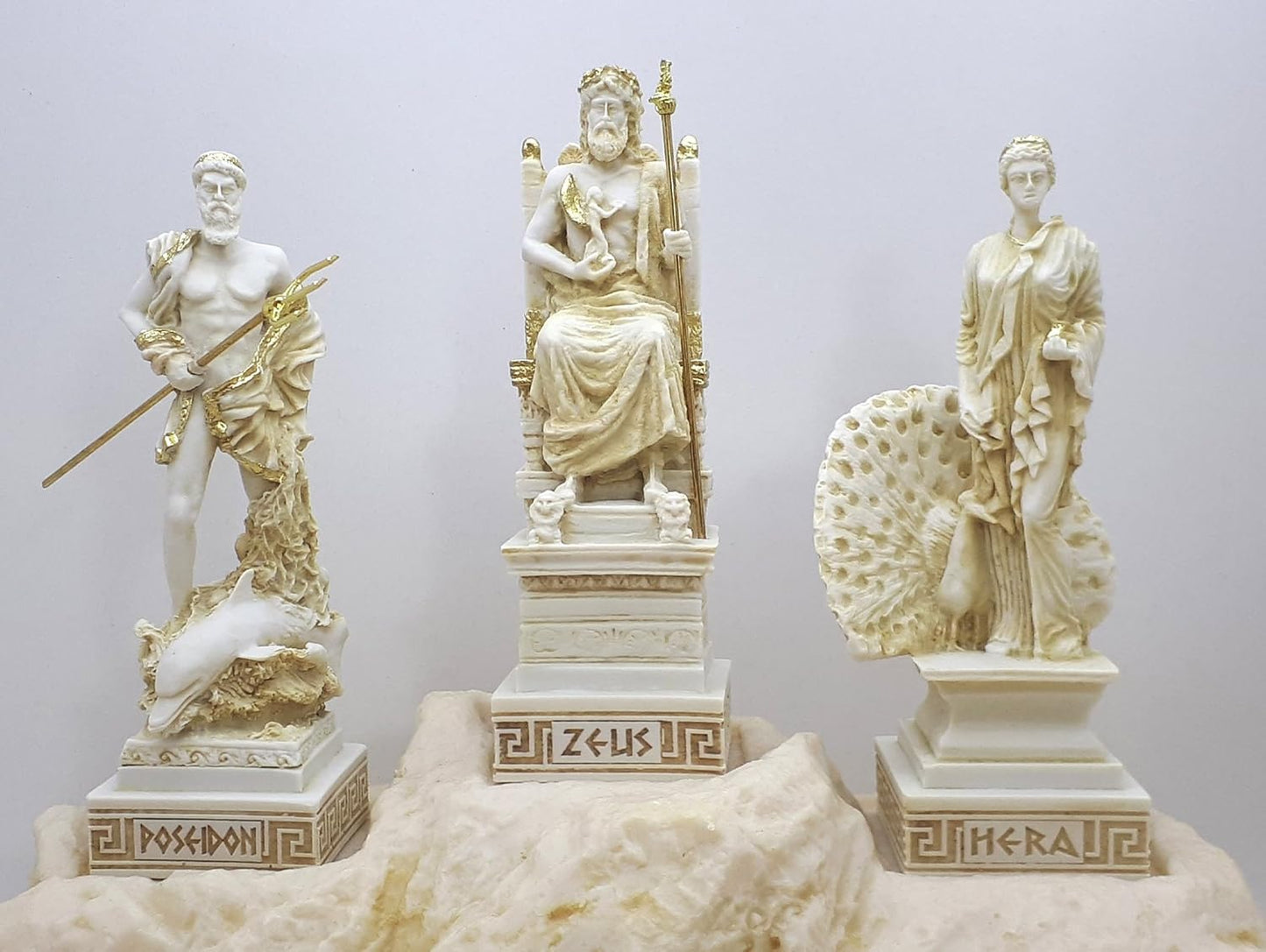 Set 12 Twelve Greek Olympian Gods Pantheon Figure Alabaster Statue Sculpture 6.3 inches