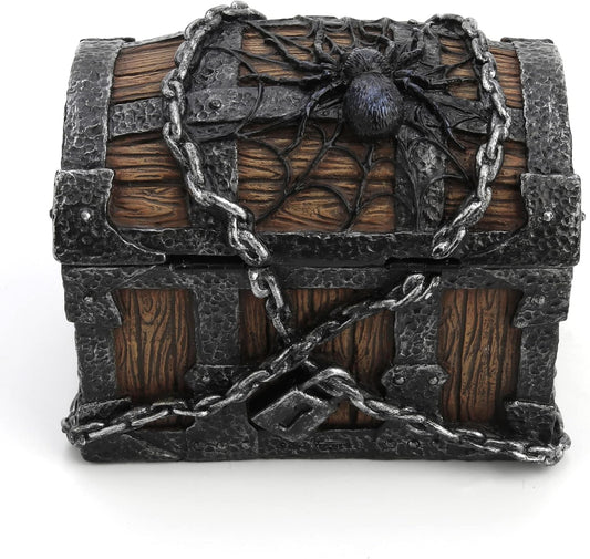 Veronese Design 3 1/8" Cobweb Spider Secret Stash Chest Resin Hand Painted Trinket Box