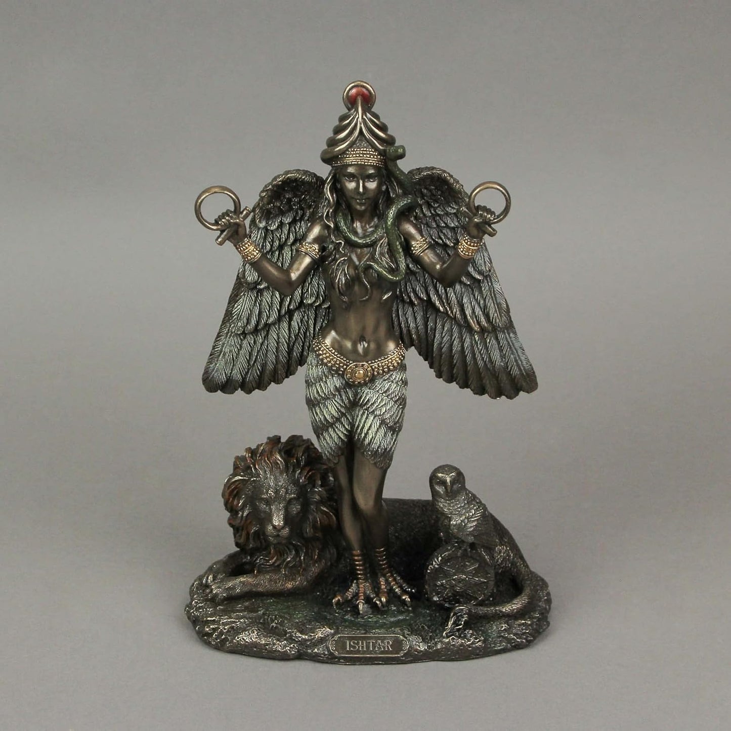 Veronese Design 8 5/8" Ishtar The Mesopotamian Queen of Heaven Cold Cast Resin Antique Bronze Finish Sculpture Altar Statue Wiccan Decoration Pagan Gifts