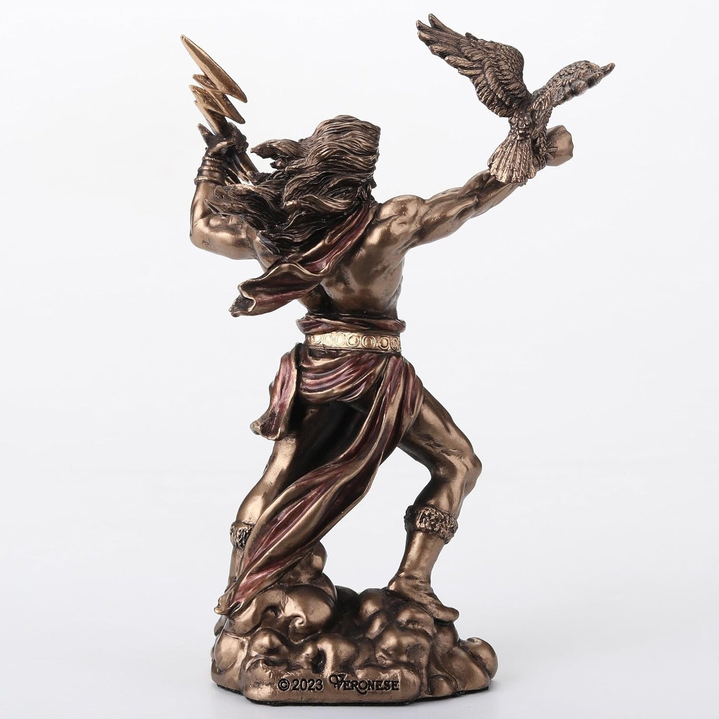 Veronese Design 4 3/8 Zeus Hand Painted Resin Sculpture Greek God of Heaven Holding Thunderbolt