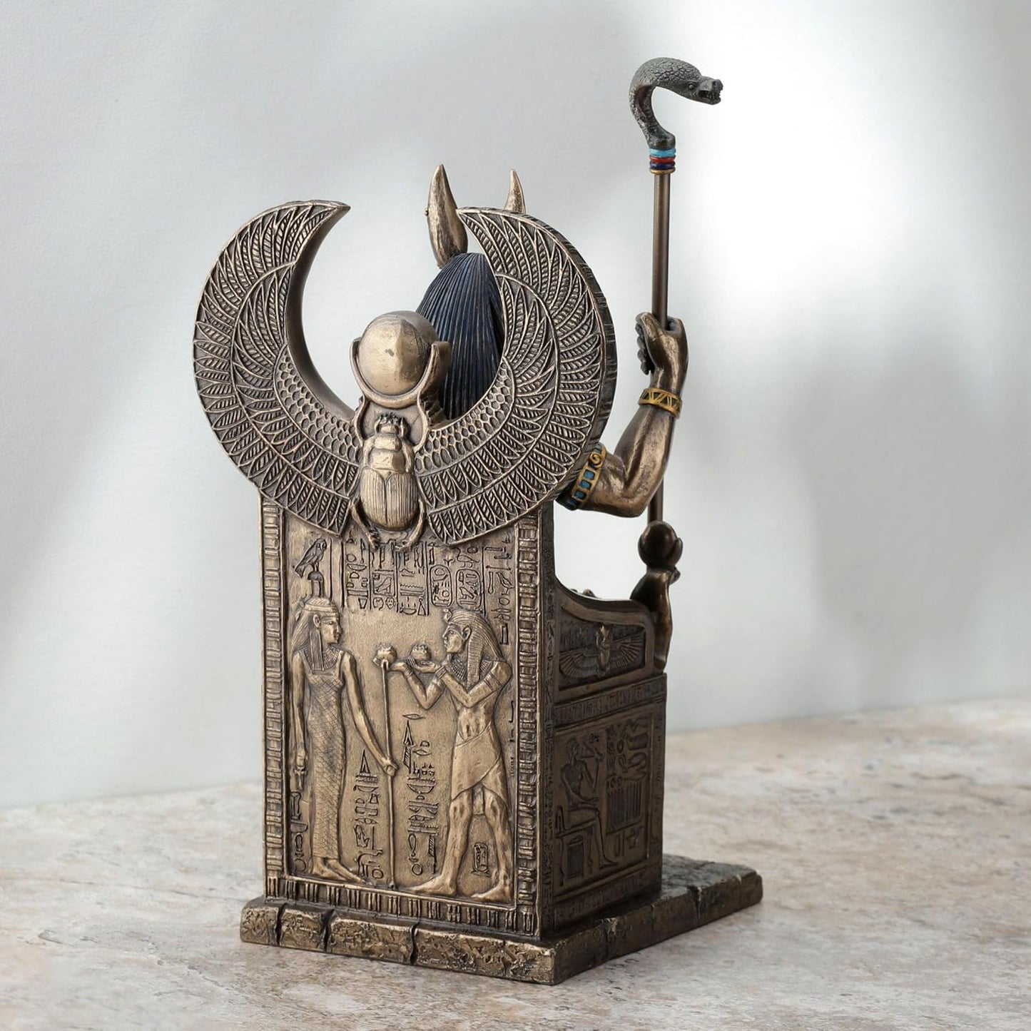 Veronese Design Bronze Finished Egyptian God Anubis on Throne Statue
