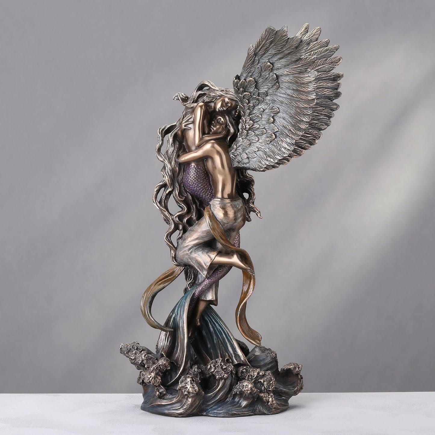 Veronese Design Impossible Love Angel & Mermaid Lovers Statue by Artist Selina Fenech