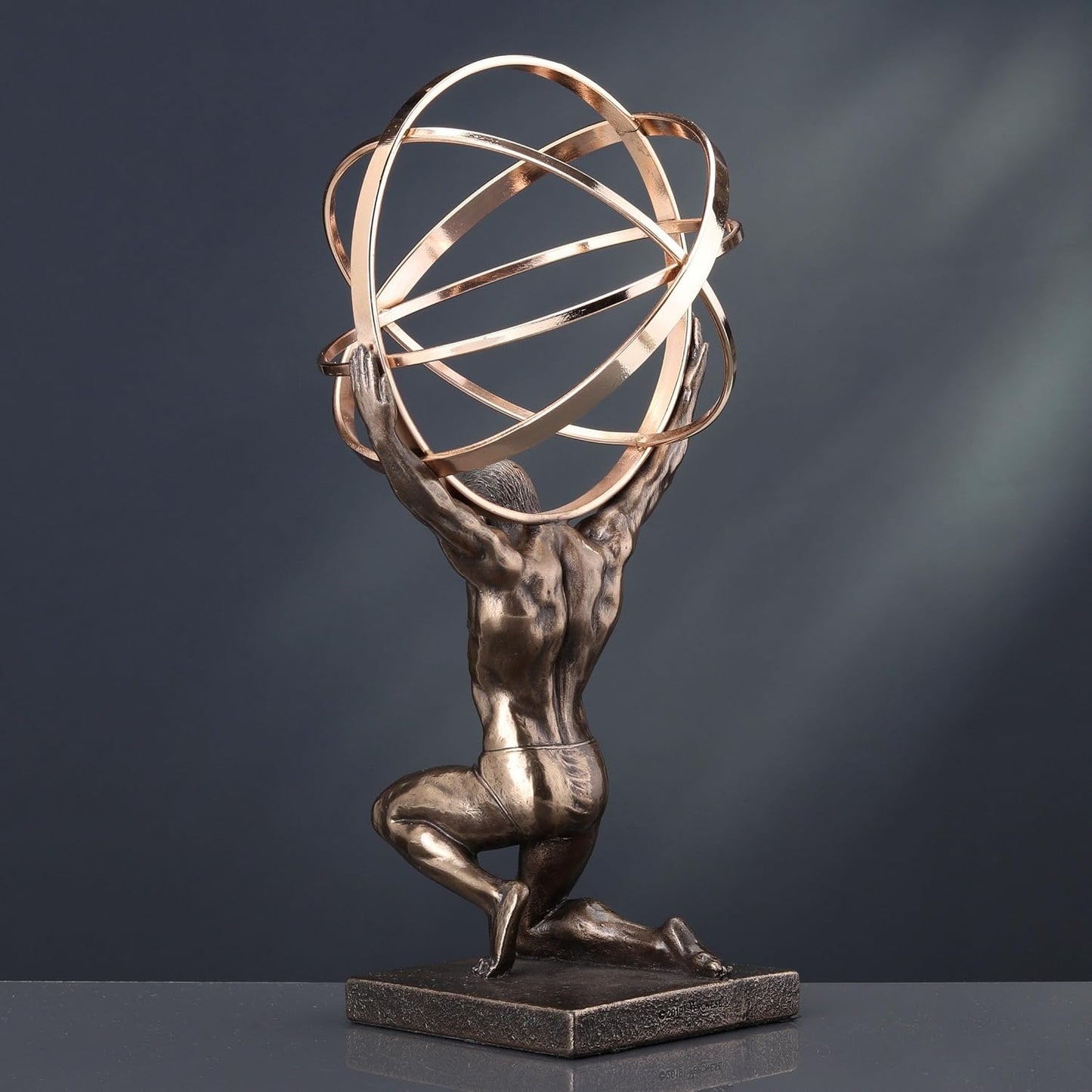 Bronze and Gold Finish Atlas Carrying Celestial Sphere Statue