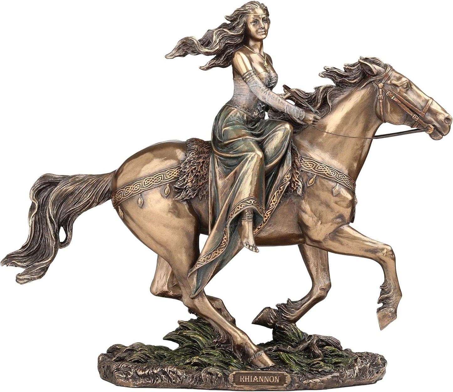 Veronese Design 9 1/4 Inch Rhiannon Epona Celtic Goddess on Horse Cold Cast Resin Bronze Finish Statue