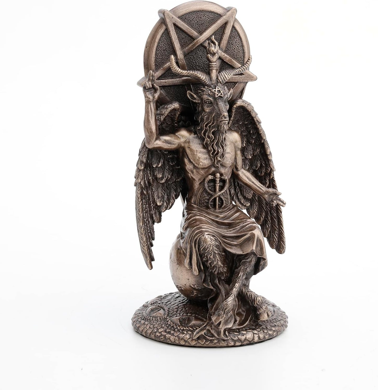 Veronese Design 8 1/2 Inch Baphomet Sitting on The Globe Fallen Wiccan Resin Statue Bronze Finish