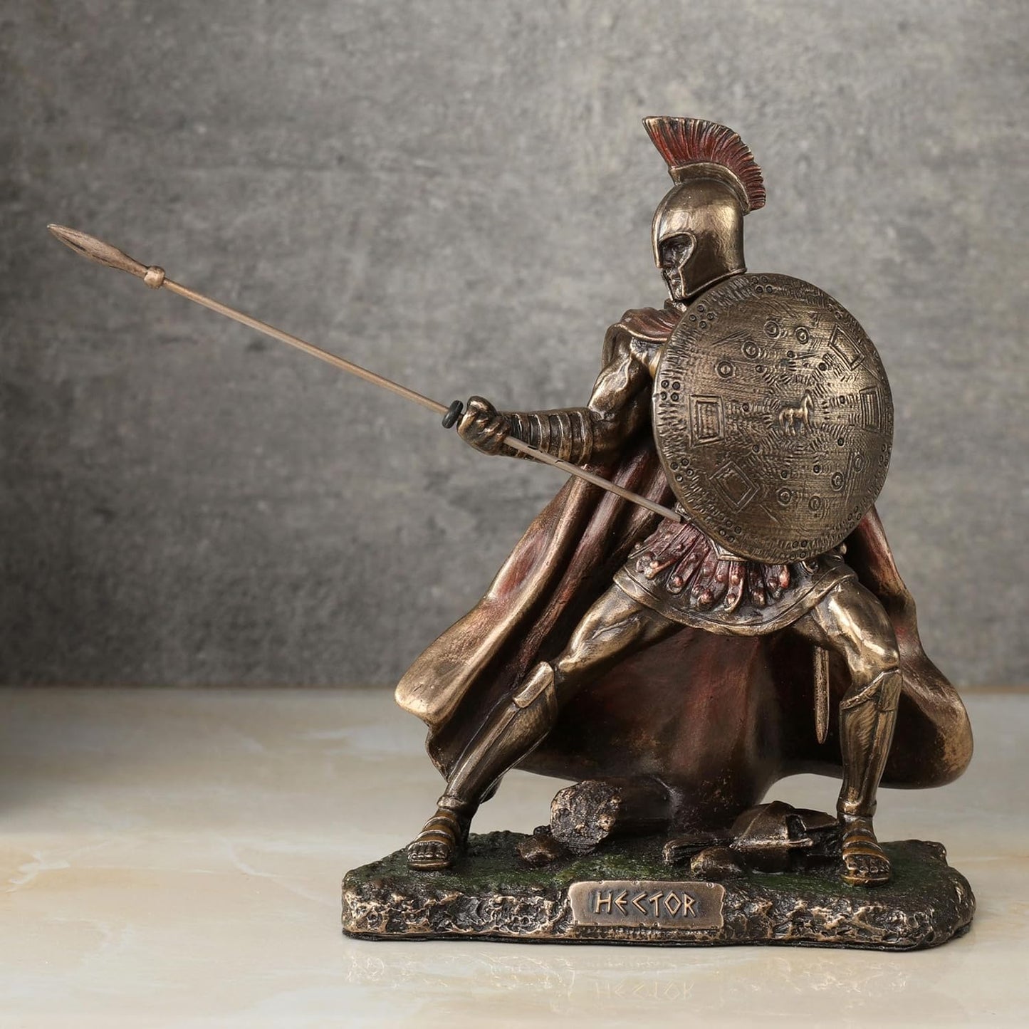 Veronese Design Hector Trojan Prince Warrior of Troy Holding Spear and Shield Statue
