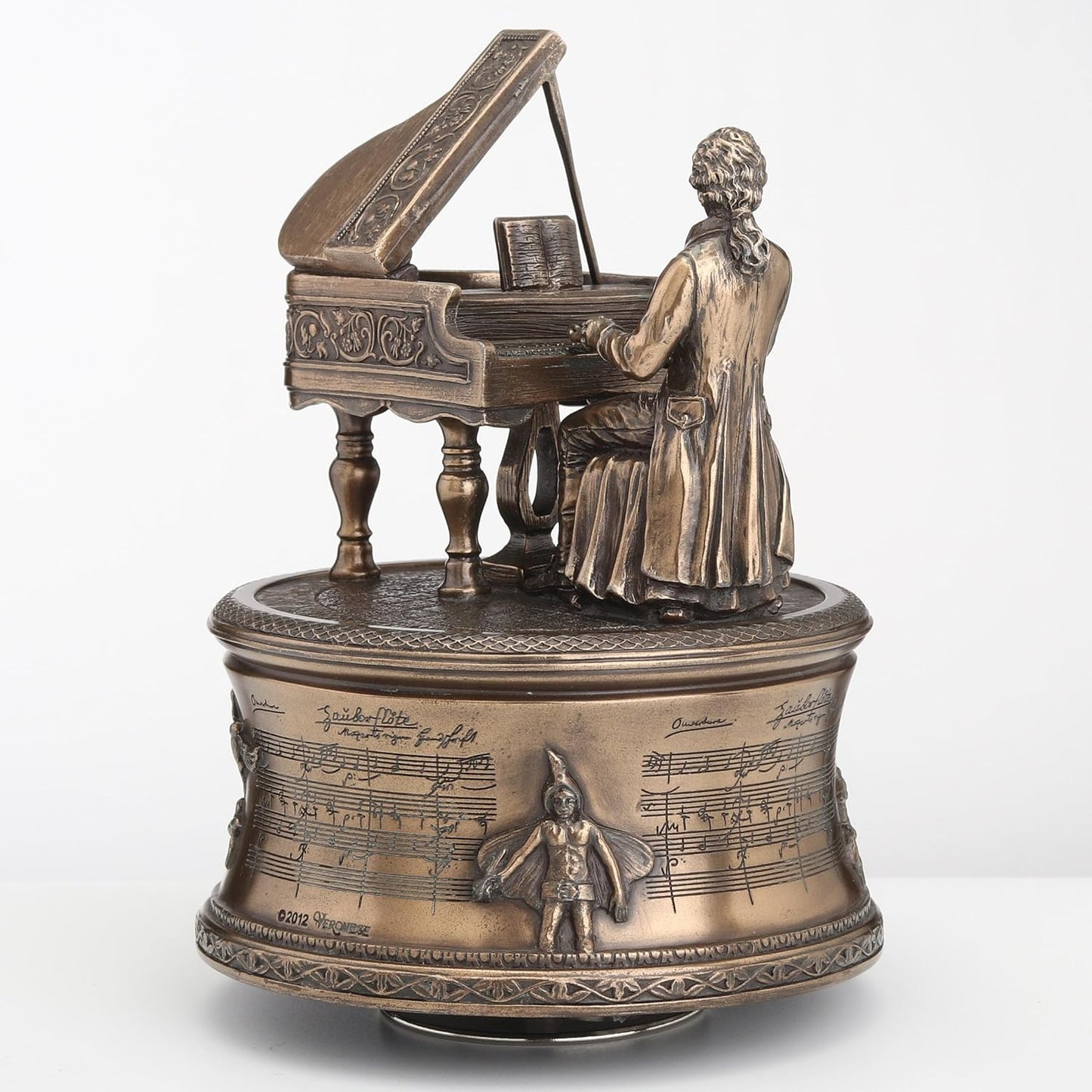 Veronese Design Bronzed Mozart Playing Piano Spinning Music Box