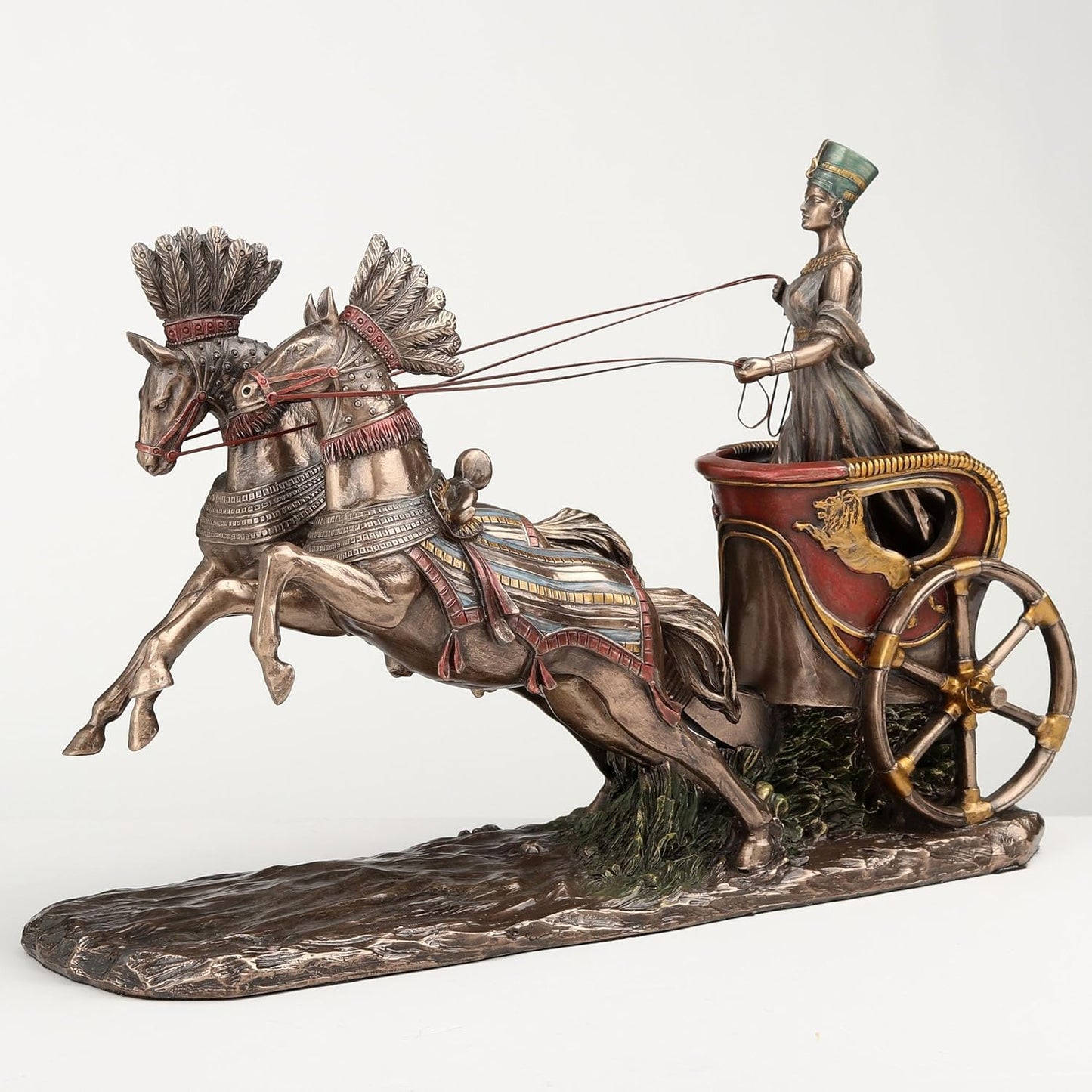 Veronese Design 11 5/8 Inch Egyptian Queen Nefertiti On Chariot Statue Cold Cast Resin Bronze Finish Statue