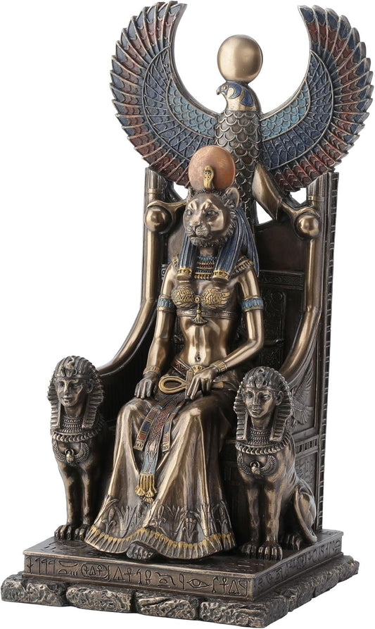 Ancient Egyptian Goddess of Healing Sekhmet Sitting on Throne Statue
