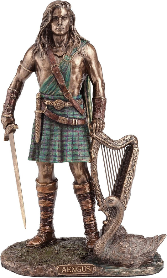 Veronese Design 9 1/8 Inch Aengus The Irish God of Youth and Love Cold Cast Bronze Home Decor Statue