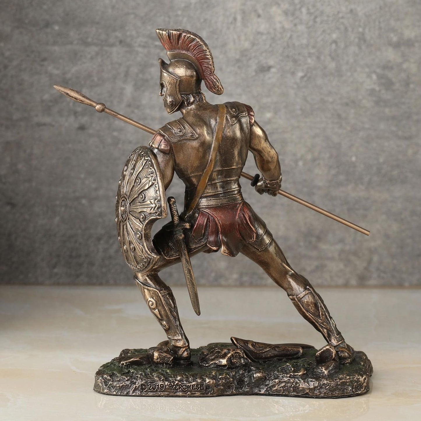 Veronese Design Achilles Rage Trojan War Hero Achilleus Holding Spear and Shield Statue