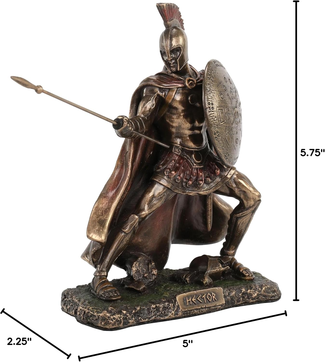 Veronese Design Hector Trojan Prince Warrior of Troy Holding Spear and Shield Statue