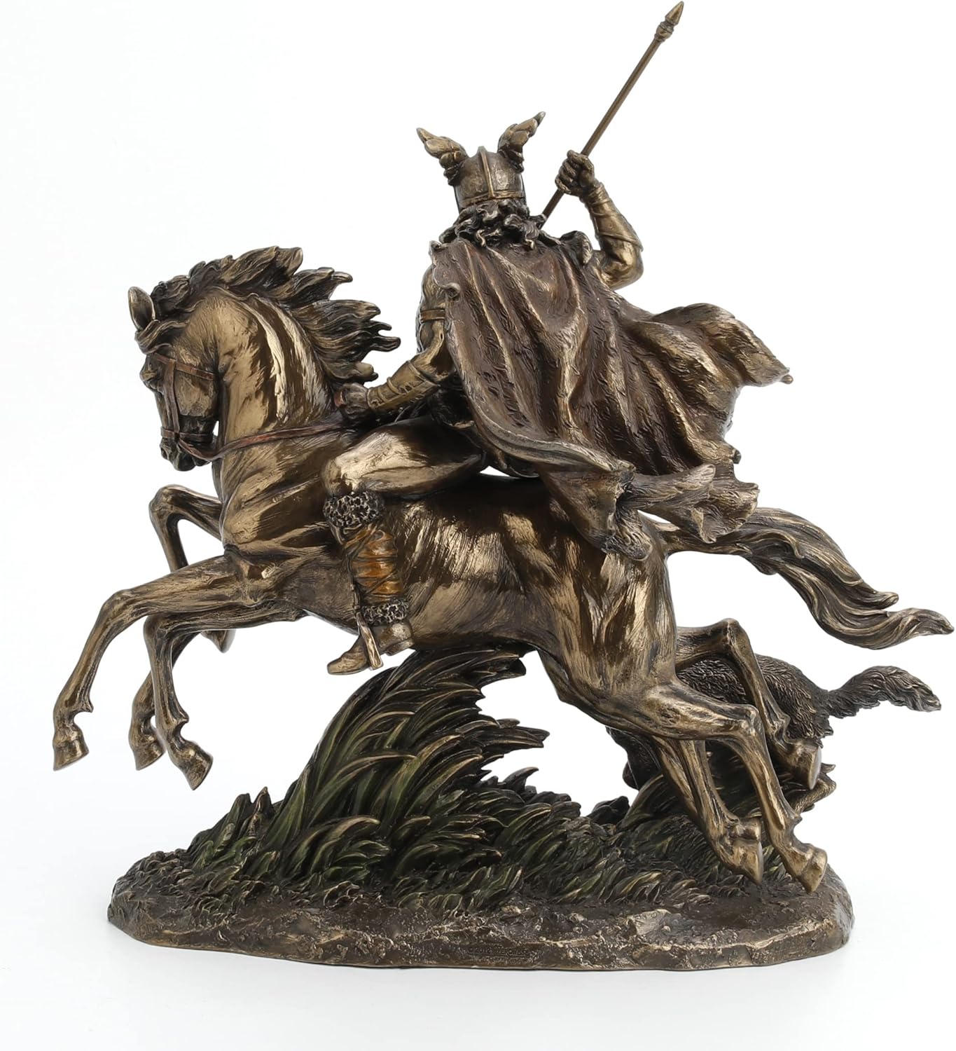 Veronese Design Odin Riding Sleipnir Sculpture Followed by Wolf
