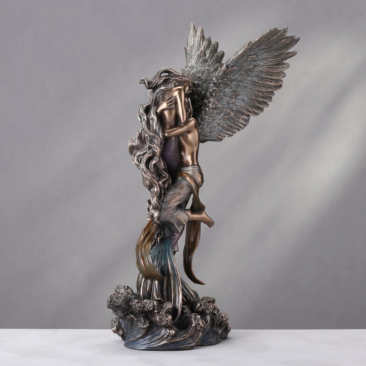 Veronese Design Impossible Love Angel & Mermaid Lovers Statue by Artist Selina Fenech
