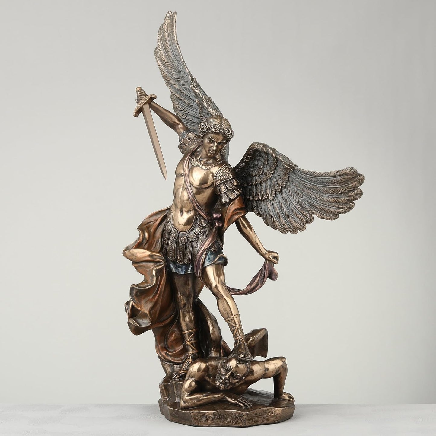 Unicorn Studios WU71543A4 Archangel St. Michael Tramples Demon Religious Sculpture
