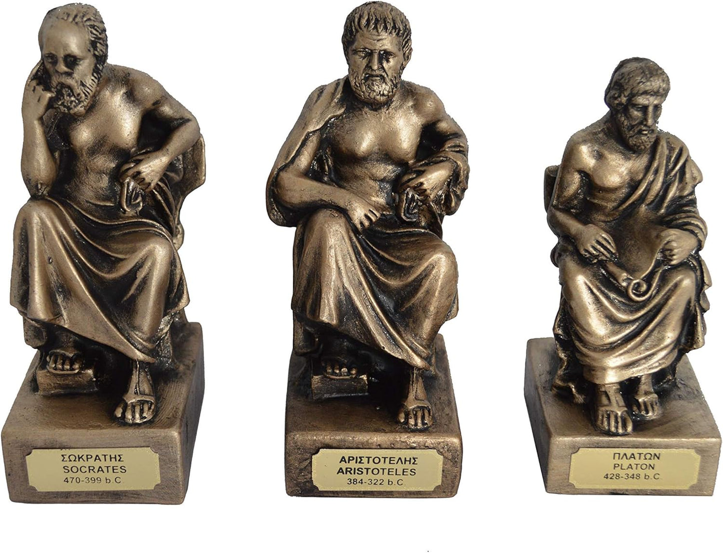 Harilla Bronze Socrates Aristotle Plato Statues - Fathers of Philosophy - Student Teacher