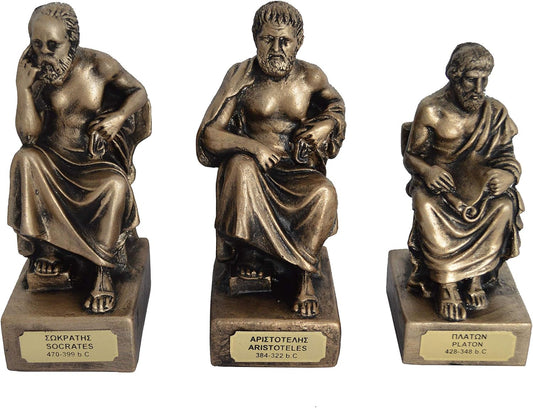 Harilla Bronze Socrates Aristotle Plato Statues - Fathers of Philosophy - Student Teacher