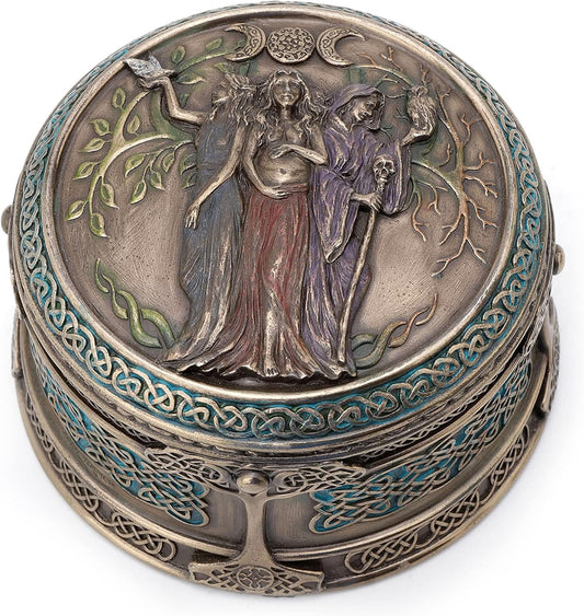 Veronese Design Celtic Triple Goddess Maiden Mother Crone Trinket Box