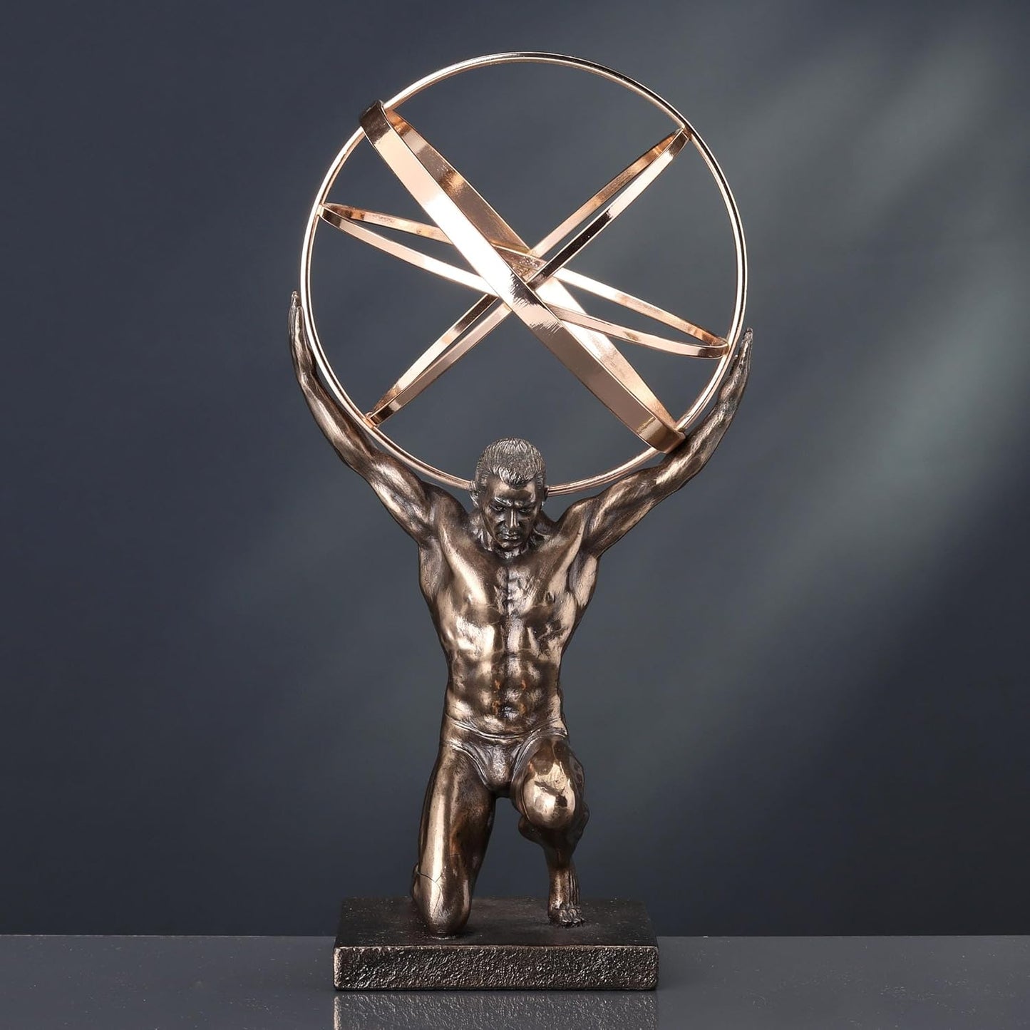 Bronze and Gold Finish Atlas Carrying Celestial Sphere Statue