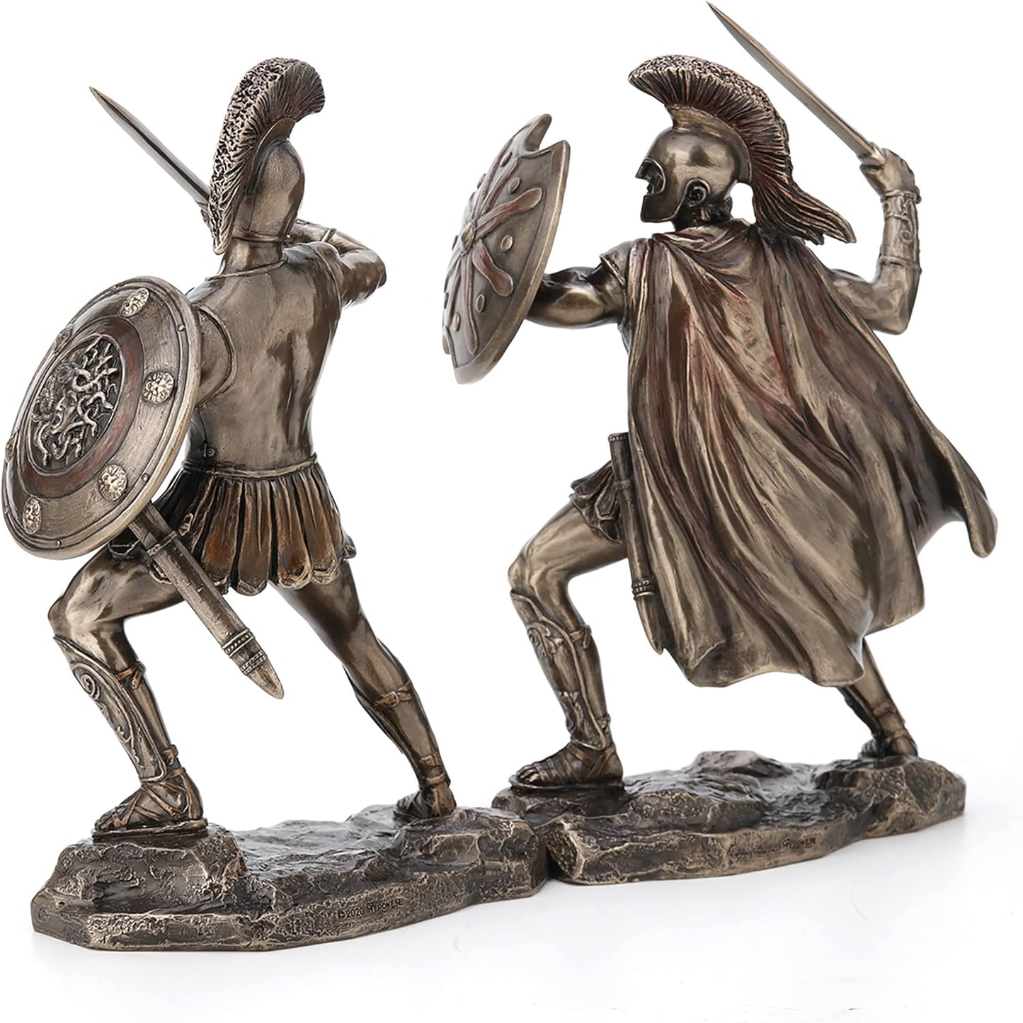 Veronese Design 9 1/4" Tall Achilles Hector Sword and Shield Battle of Troy Greek Mythology Statue Cold Cast Resin Statue Antique Bronze Finish Sculpture