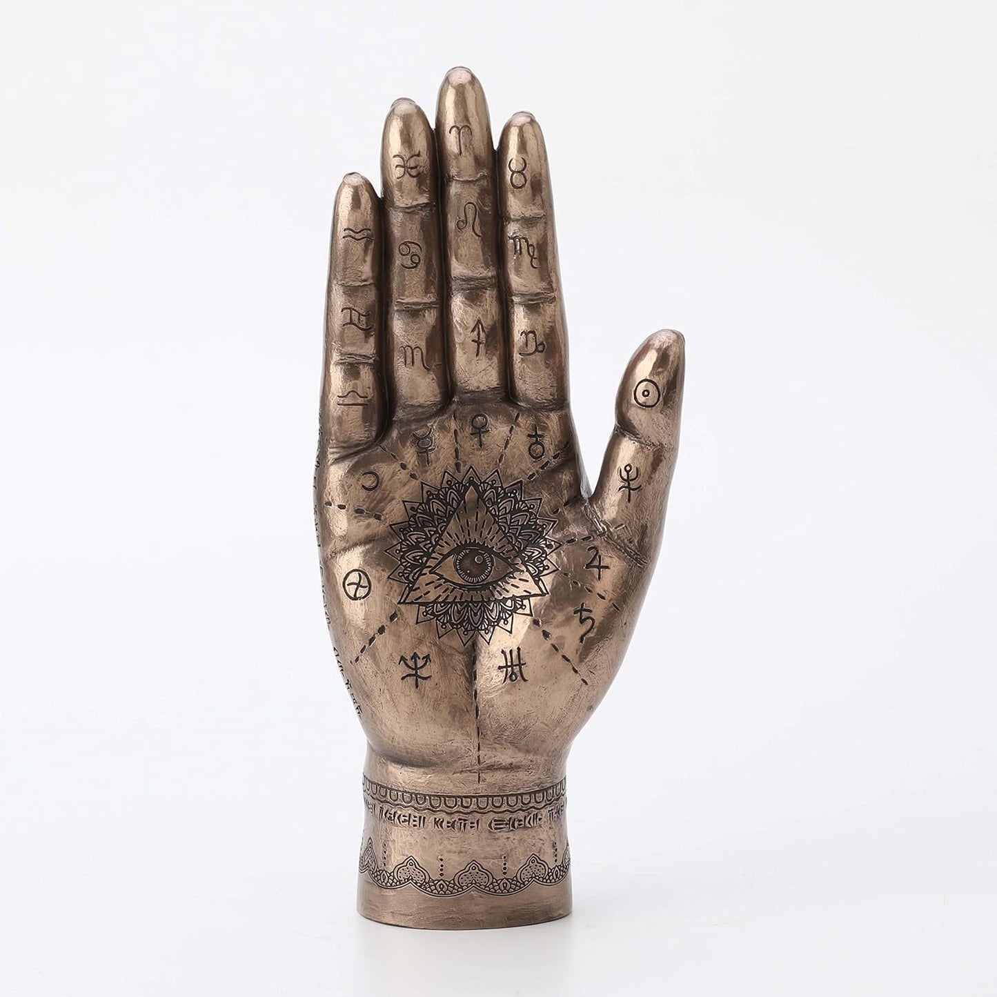 Veronese Design 9 1/2 Inch Mystic Hamsa Hand of Fatima Ritual Protection Charm Resin Sculpture Bronze Finish