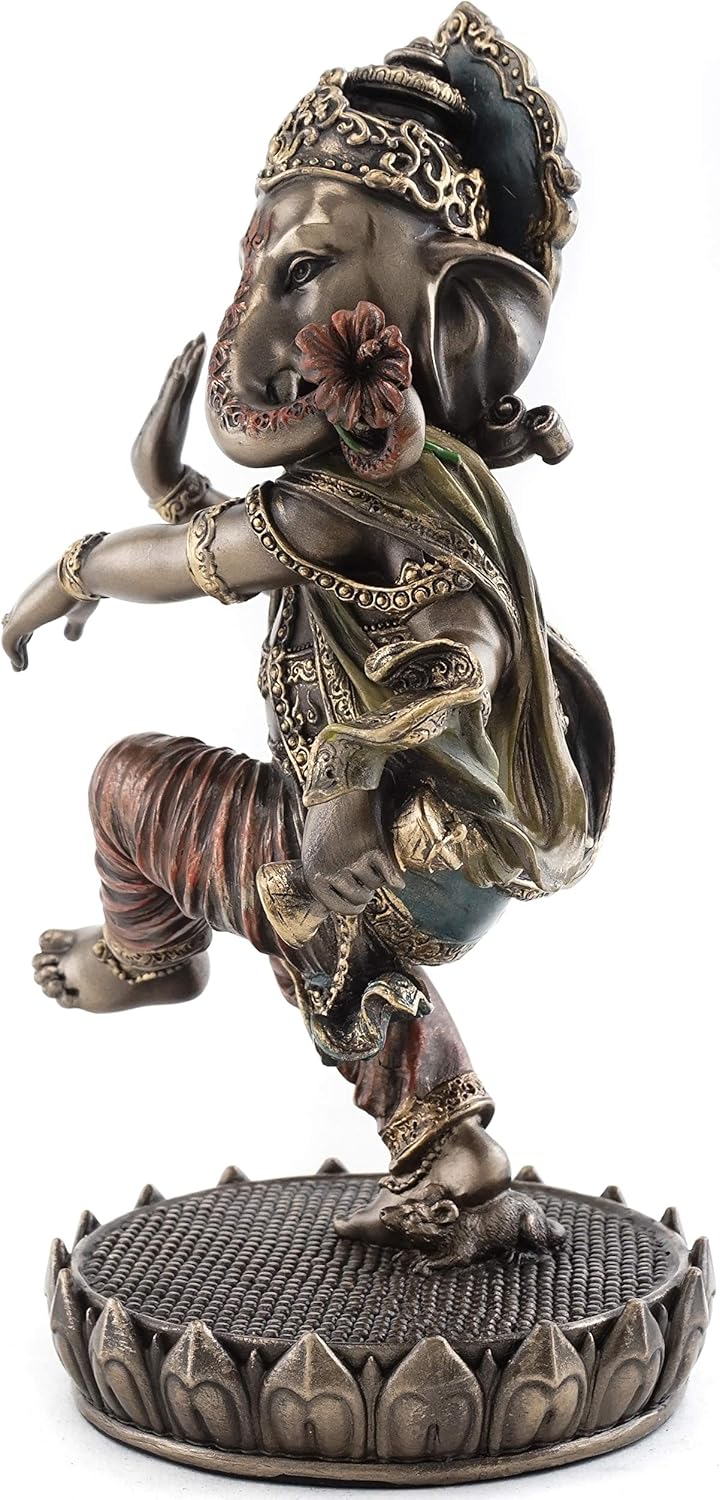 craftvatika Dancing Ganesh Statue Cold Cast Bronze