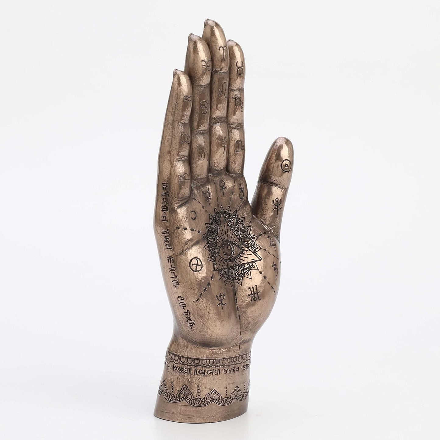 Veronese Design 9 1/2 Inch Mystic Hamsa Hand of Fatima Ritual Protection Charm Resin Sculpture Bronze Finish