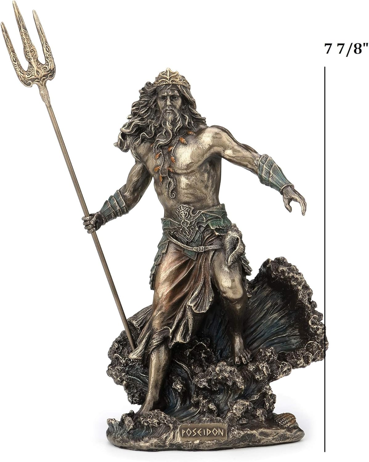 Veronese Design 7 7/8 Inch Greek God Poseidon Standing Over Crashing Waves Cold Cast Resin Statue Bronze Finish
