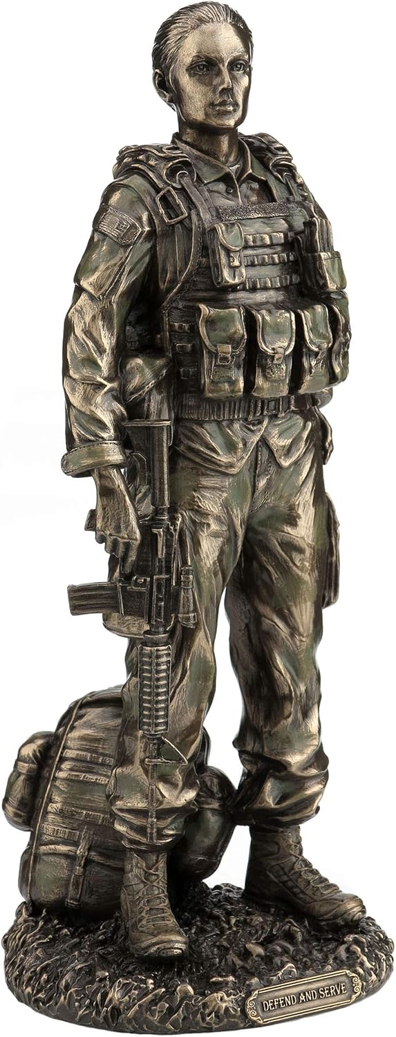 Veronese Defend and Serve Female Soldier Bronze Finish Statue