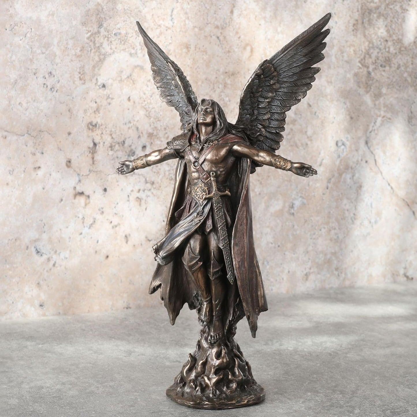 VERONESE Ascending Angel Statue, Bronze Resin, 11" H, Cold Cast Finish