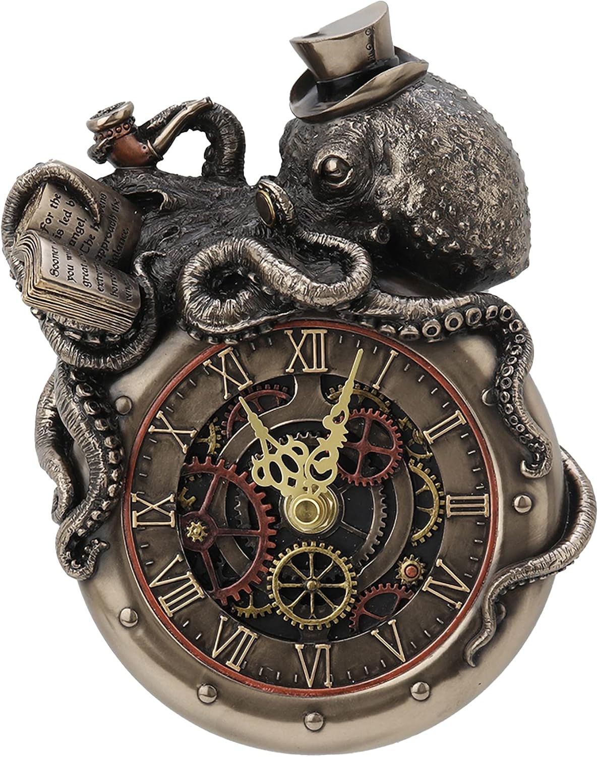 Veronese Design Bronze Finished Steampunk Nostradamus Prophet Octopus Wall Clock