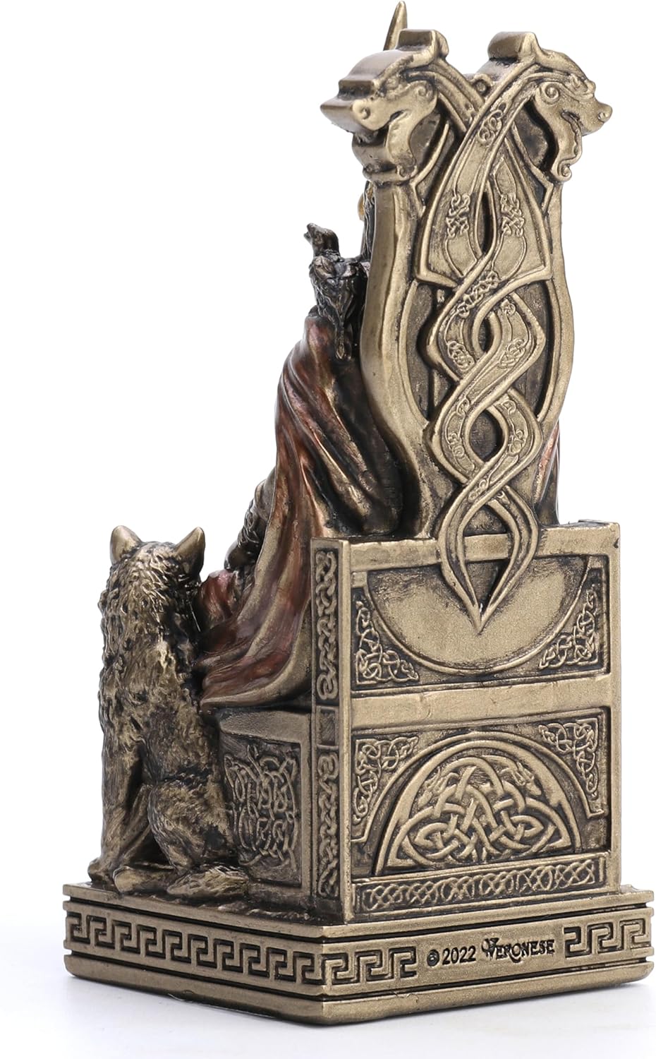 Veronese Design 3 1/2 Inches Norse God All Father Odin Sitting on Throne Miniature Resin Figurine Handpainted Bronze Finish, WU78058AP