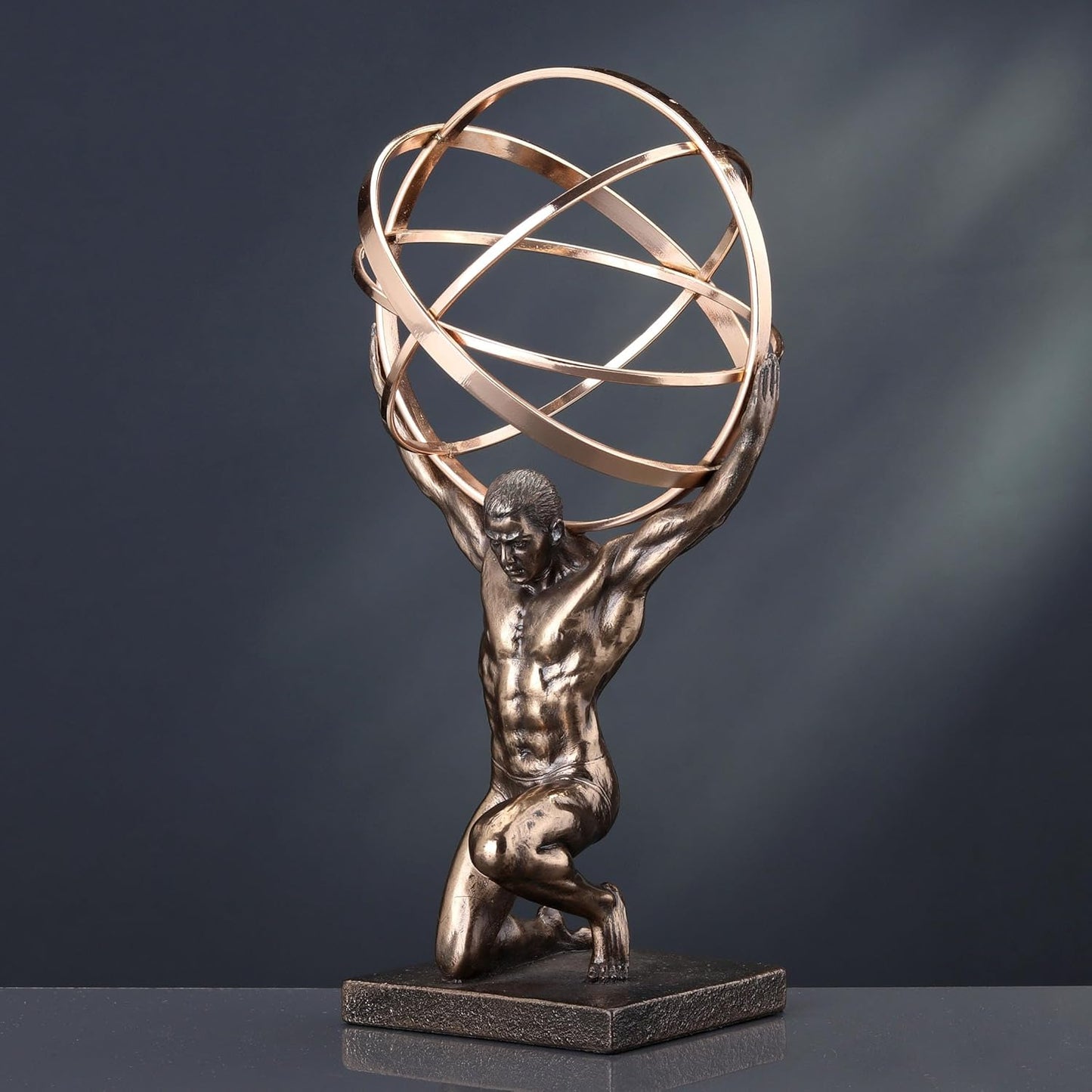 Bronze and Gold Finish Atlas Carrying Celestial Sphere Statue