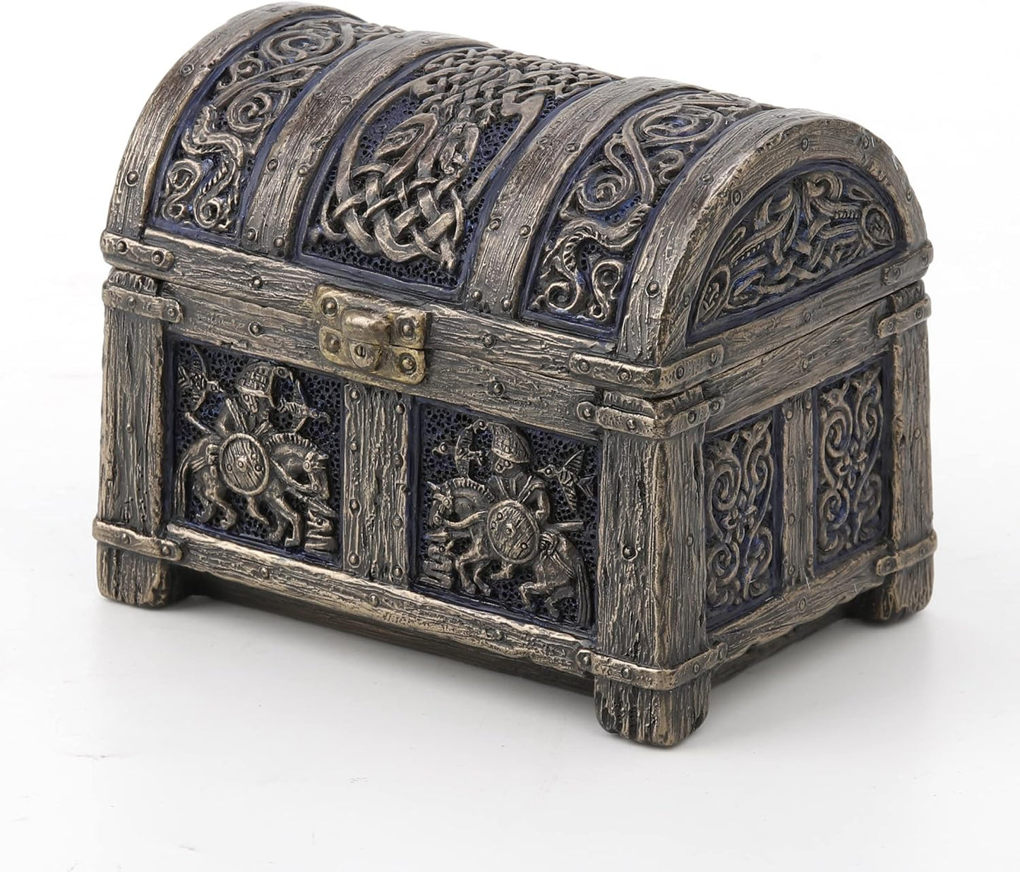 Veronese Design 3" Norse Vendel Rider Treasure Chest Resin Sculpture Bronze Finish