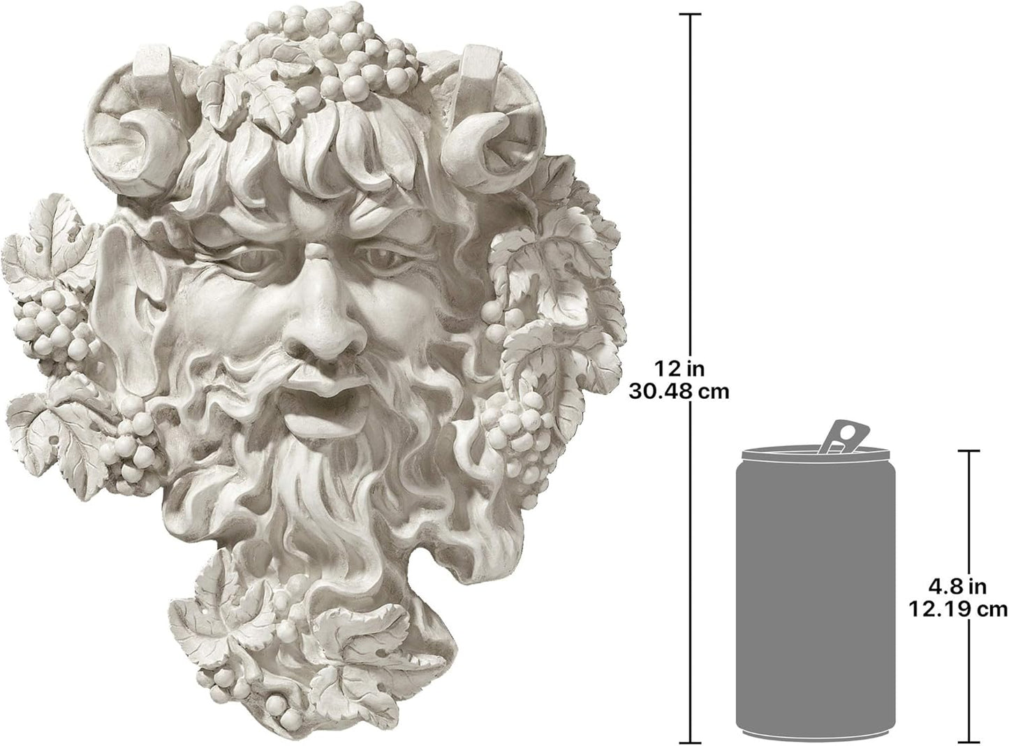 Design Toscano OS6212M Bacchus, God of Wine Greenman Wall Sculpture, Medium, 30.5 cm, Polyresin, Antique Stone