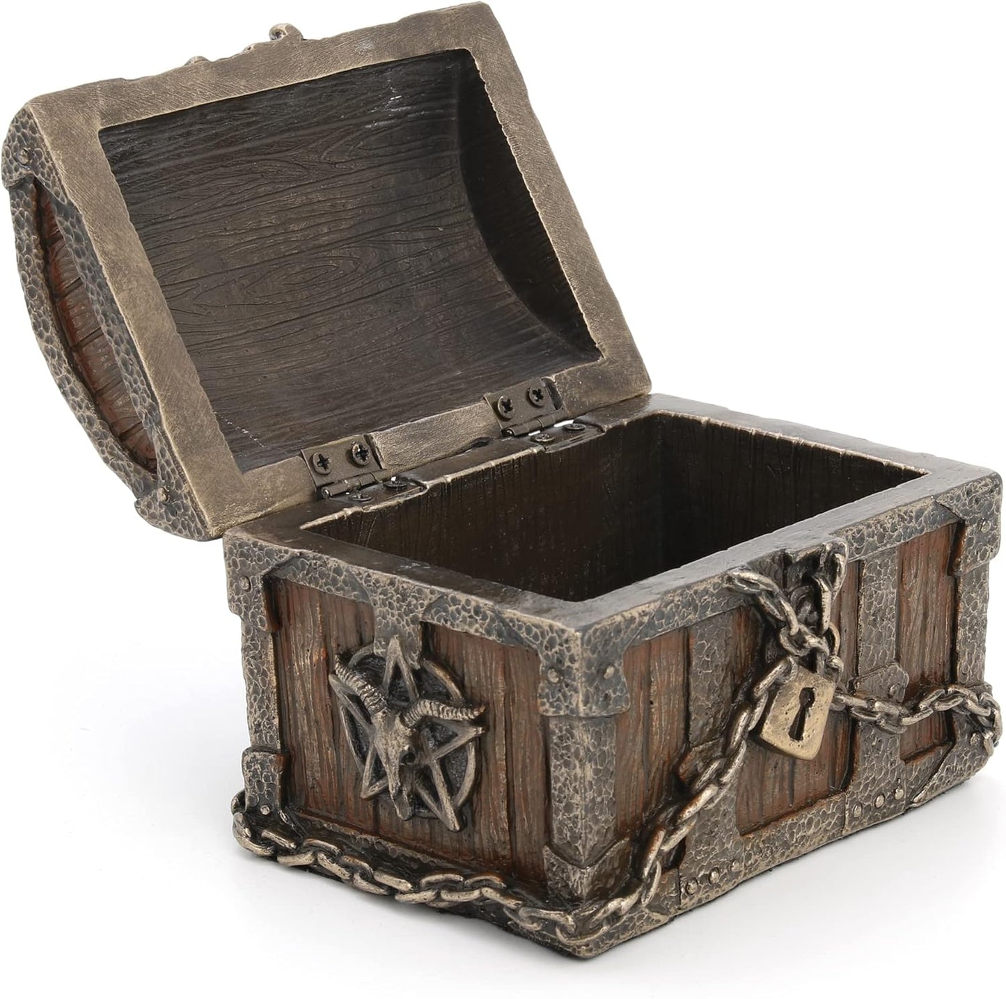 Veronese Design 3 1/8" Pentagram Goat Head Mystic Heirloom Chest Cold Cast Resin Bronze Finish Statue