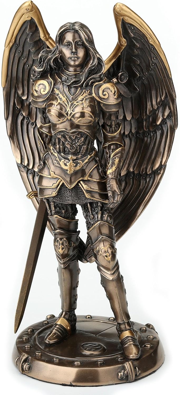 Veronese Design 9 5/8 Inch Tall Steampunk Armored Female Angelic Knight Cold Cast Bronzed Resin Sculpture Fantasy Collectible Figurine