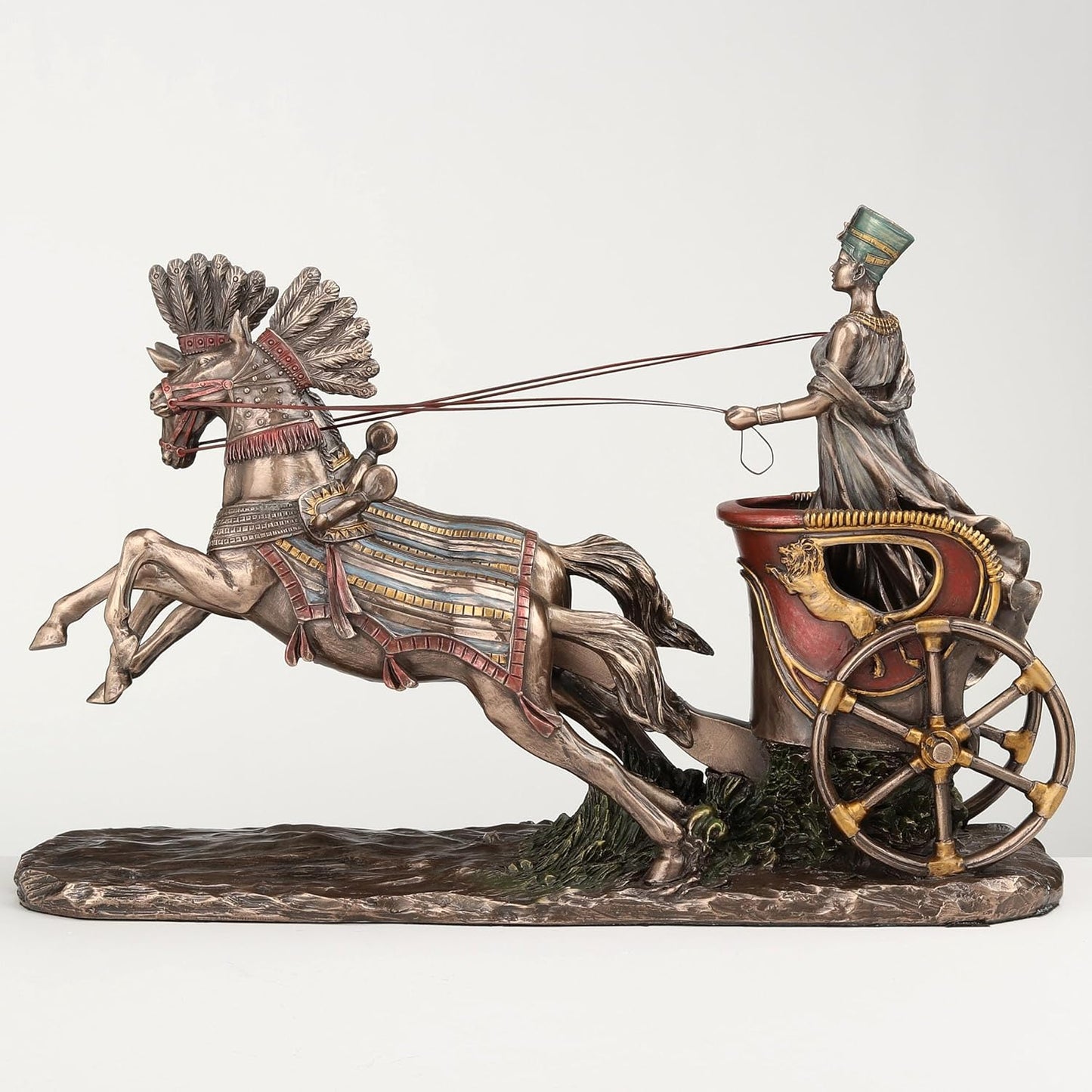 Veronese Design 11 5/8 Inch Egyptian Queen Nefertiti On Chariot Statue Cold Cast Resin Bronze Finish Statue