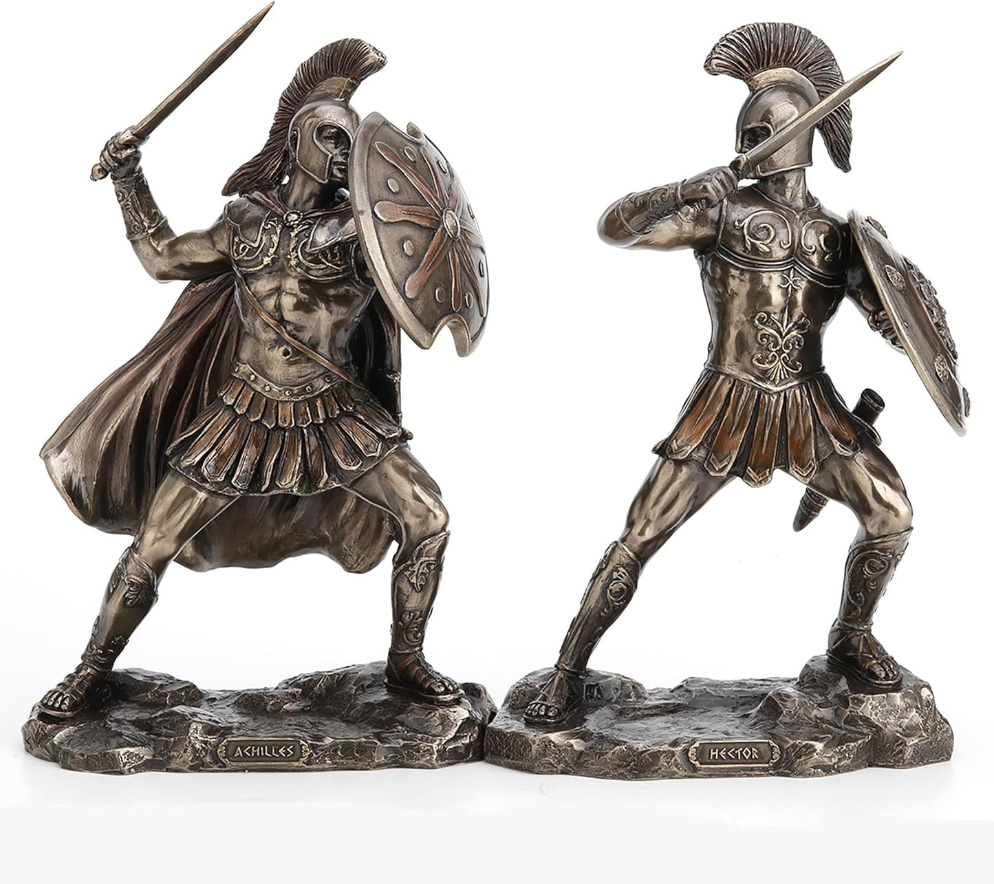 Veronese Design 9 1/4" Tall Achilles Hector Sword and Shield Battle of Troy Greek Mythology Statue Cold Cast Resin Statue Antique Bronze Finish Sculpture