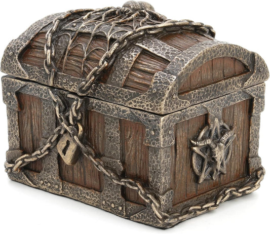 Veronese Design 3 1/8" Pentagram Goat Head Mystic Heirloom Chest Cold Cast Resin Bronze Finish Statue