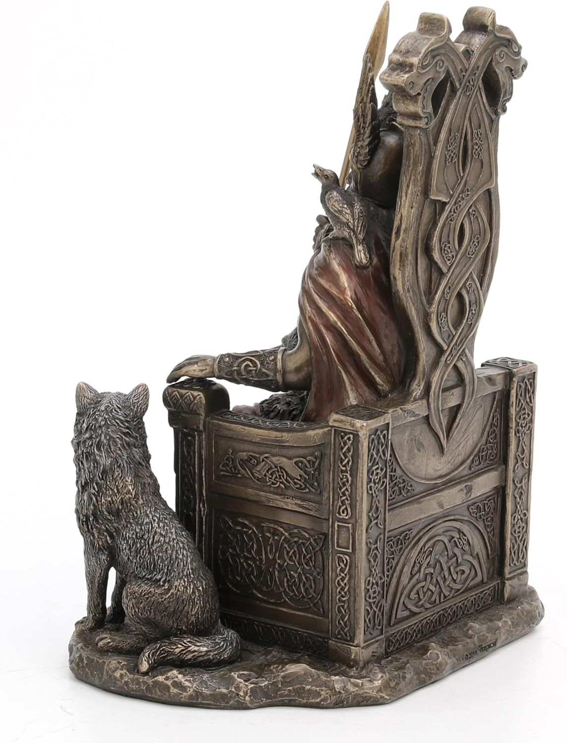 Veronese Design Norse God Odin on Throne with Wolves Bronze Finished Statue