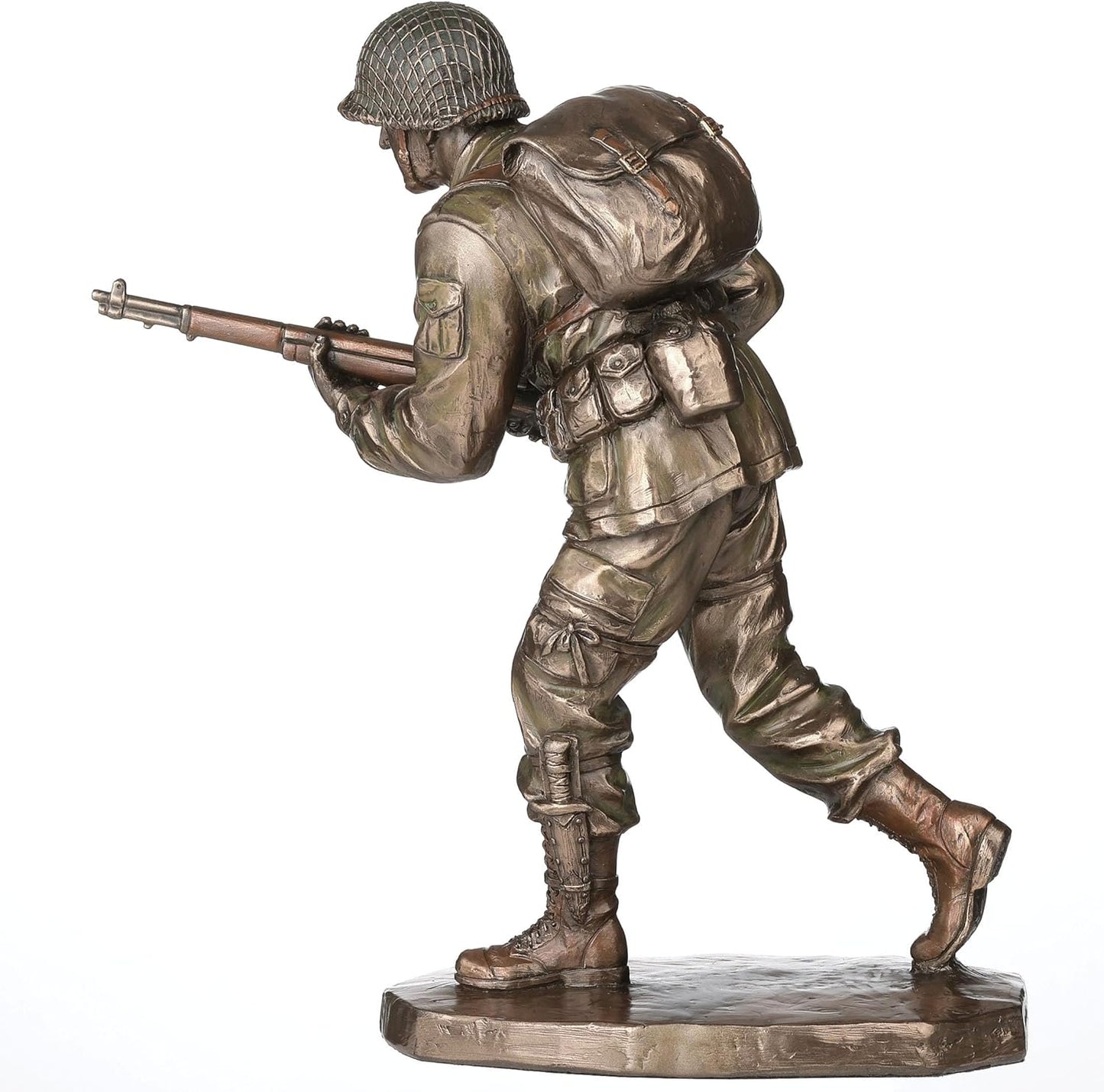 Veroese Design 9 3/8 Inch US Army Soldier Rifle Infantryman Cold Cast Resin Bronze Finish Sculpture Military Gift Decor Statue