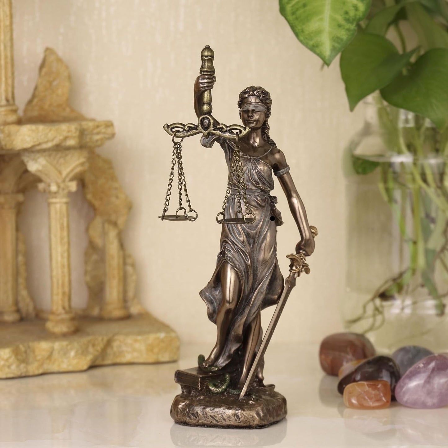 Veronese Design 6 1/2 Themis Greek Goddess of Justice Resin Sculpture Cold Cast Bronze Finish