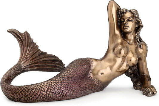 Veronese Design 25 1/4 Inch Mermaid Lying Back Nautical Decor Cold Cast Resin Bronze Finish Large Sculpture