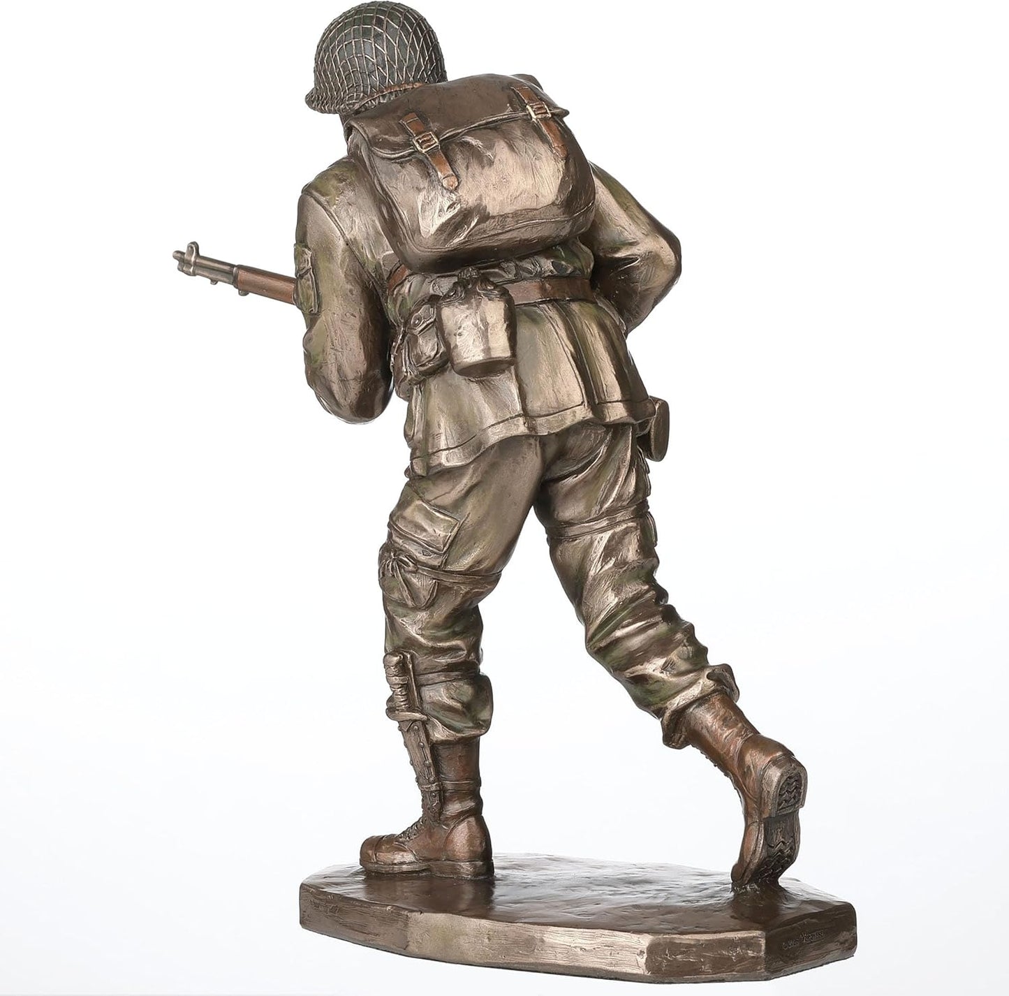 Veroese Design 9 3/8 Inch US Army Soldier Rifle Infantryman Cold Cast Resin Bronze Finish Sculpture Military Gift Decor Statue