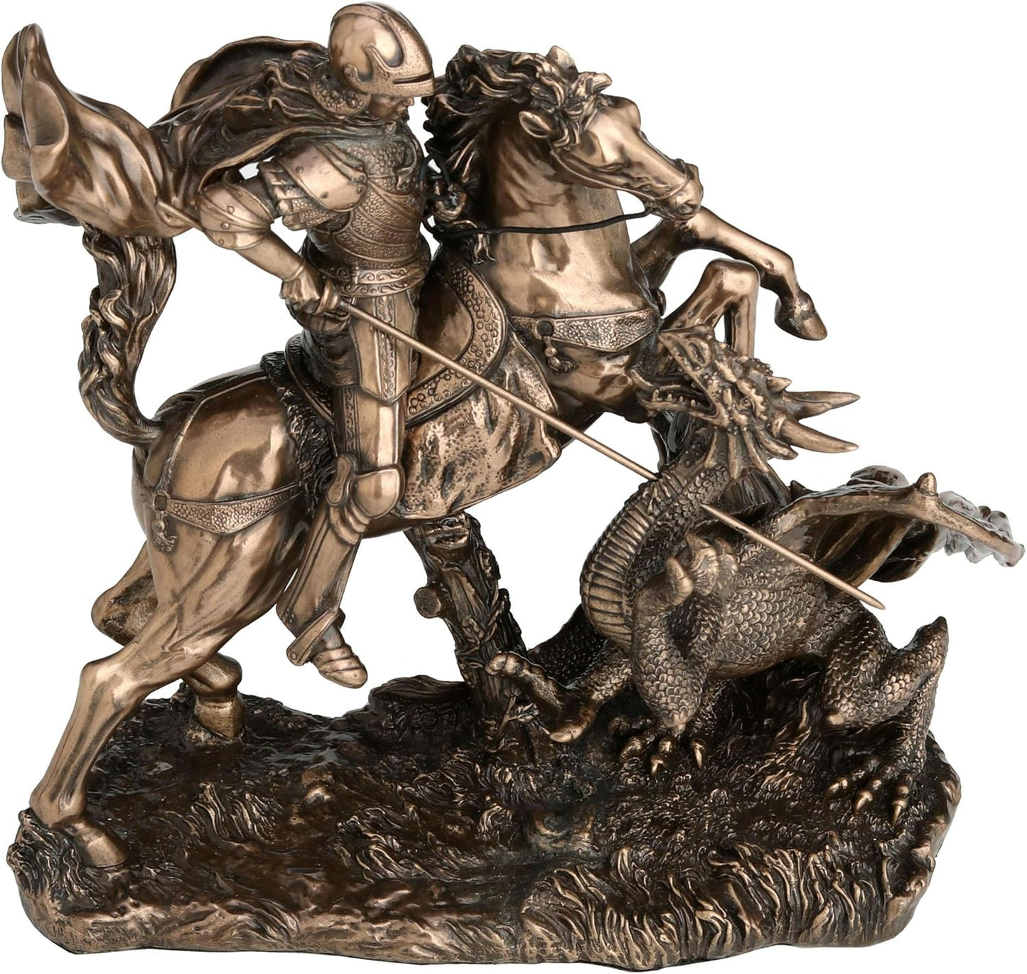 Veronese Design 6 1/4 Inch Saint George The Dragon Slayer Cold Cast Resin Bronze Finish Sculpture