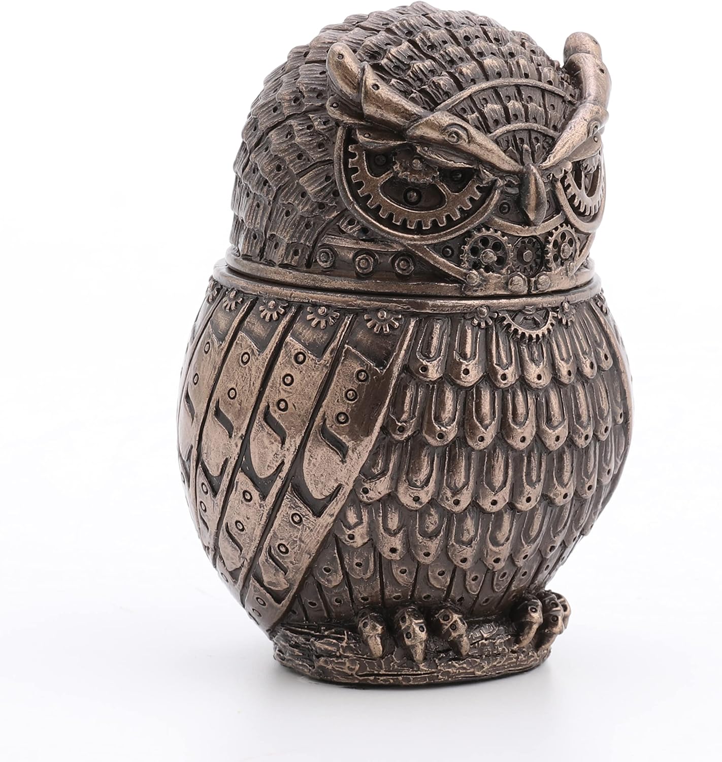 Veronese Design 3 3/8" Steampunk Owl Resin Figurine Secret Stash Box Cast Bronze Finish