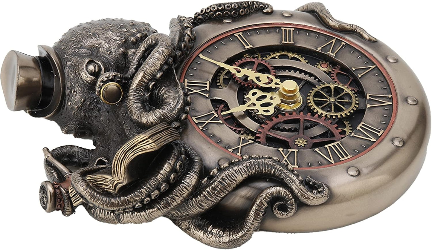 Veronese Design Bronze Finished Steampunk Nostradamus Prophet Octopus Wall Clock