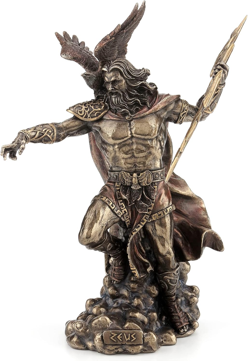 Veronese Design 11 3/4" Zeus Greek God Holding Thunderbolt with Eagle Cold Cast Resin Statue Antique Bronze Finish Sculpture